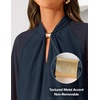 ZESICA Womens Fall Long Sleeve Chiffon Blouses Dressy Casual Work Tops(Navy)