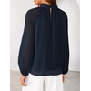 ZESICA Womens Fall Long Sleeve Chiffon Blouses Dressy Casual Work Tops(Navy)