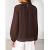 ZESICA Womens Fall Long Sleeve Chiffon Blouses Dressy Casual Work Tops(Red Brown)