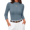 ZESICA Women’s 2026 Fall Long Sleeve Mock Neck Tops Going Out Knit Shirts(Dusty Blue)