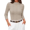 ZESICA Women’s 2026 Fall Long Sleeve Mock Neck Tops Going Out Knit Shirts(Light Khaki)