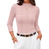ZESICA Women’s 2026 Fall Long Sleeve Mock Neck Tops Going Out Knit Shirts(Sakura Pink)