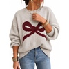 ZESICA Women’s 2026 Fall Oversized Striped Cozy Casual Long Sleeve Sweaters(Apricot)