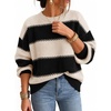 ZESICA Women’s 2026 Fall Oversized Striped Cozy Casual Long Sleeve Sweaters(Black)