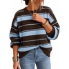 ZESICA Women’s 2026 Fall Oversized Striped Cozy Casual Long Sleeve Sweaters(Blue Coffee)