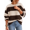 ZESICA Women’s 2026 Fall Oversized Striped Cozy Casual Long Sleeve Sweaters(Coffee)