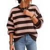 ZESICA Women’s 2026 Fall Oversized Striped Cozy Casual Long Sleeve Sweaters(Pink Coffee)