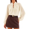 ZESICA Womens Fall Long Sleeve Chiffon Blouses Dressy Casual Work Tops(Apricot)