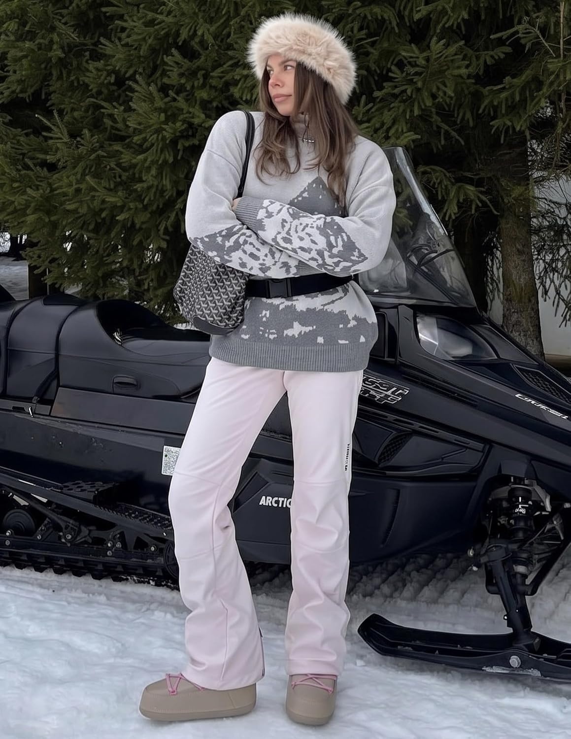 image:imageZESICA Womens 2026 Fall Winter Crewneck Oversized Printed SweatersGrey