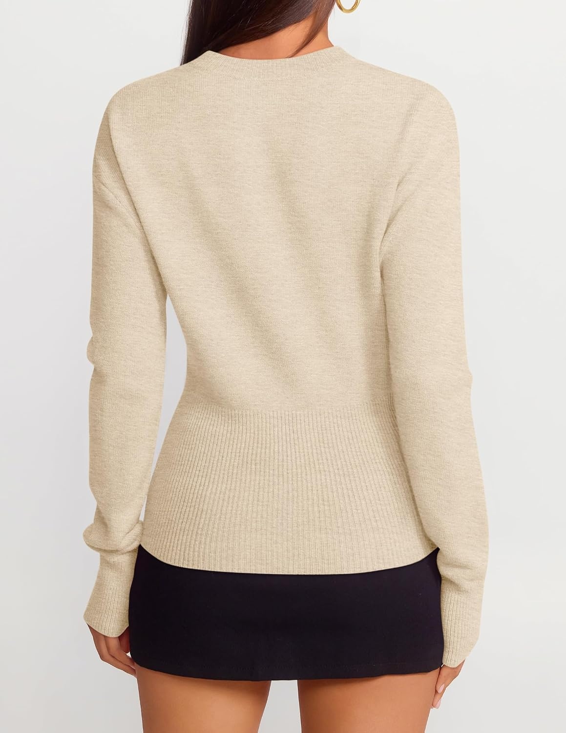 image:imageZESICA Womens Fall Zipper Pullover Sweaters 2026 Cozy Ribbed Knit TopsApricot