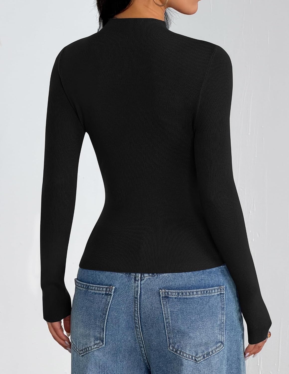 image:imageZESICA Womens Long Sleeve Bussiness Casual Fashion Knit Sweater TopsBlack