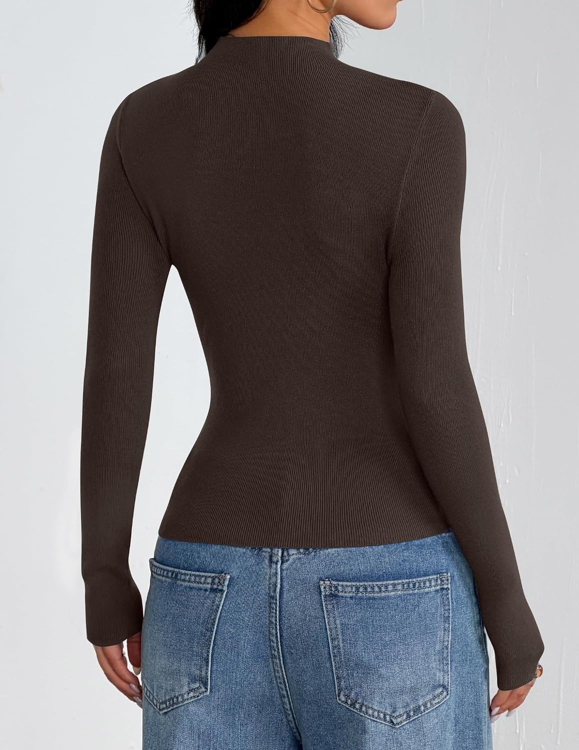 image:imageZESICA Womens Long Sleeve Bussiness Casual Fashion Knit Sweater TopsCoffee
