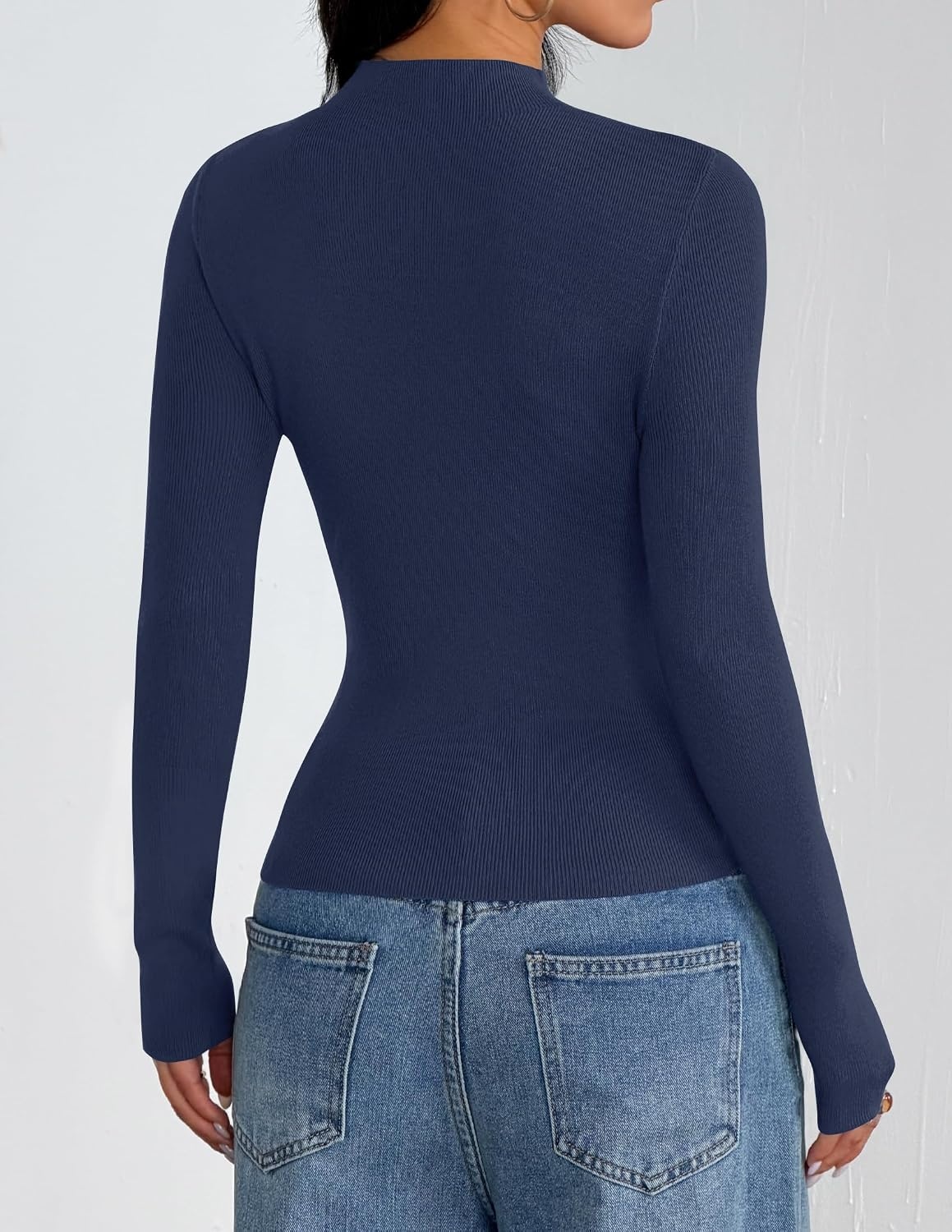 image:imageZESICA Womens Long Sleeve Bussiness Casual Fashion Knit Sweater TopsNavy