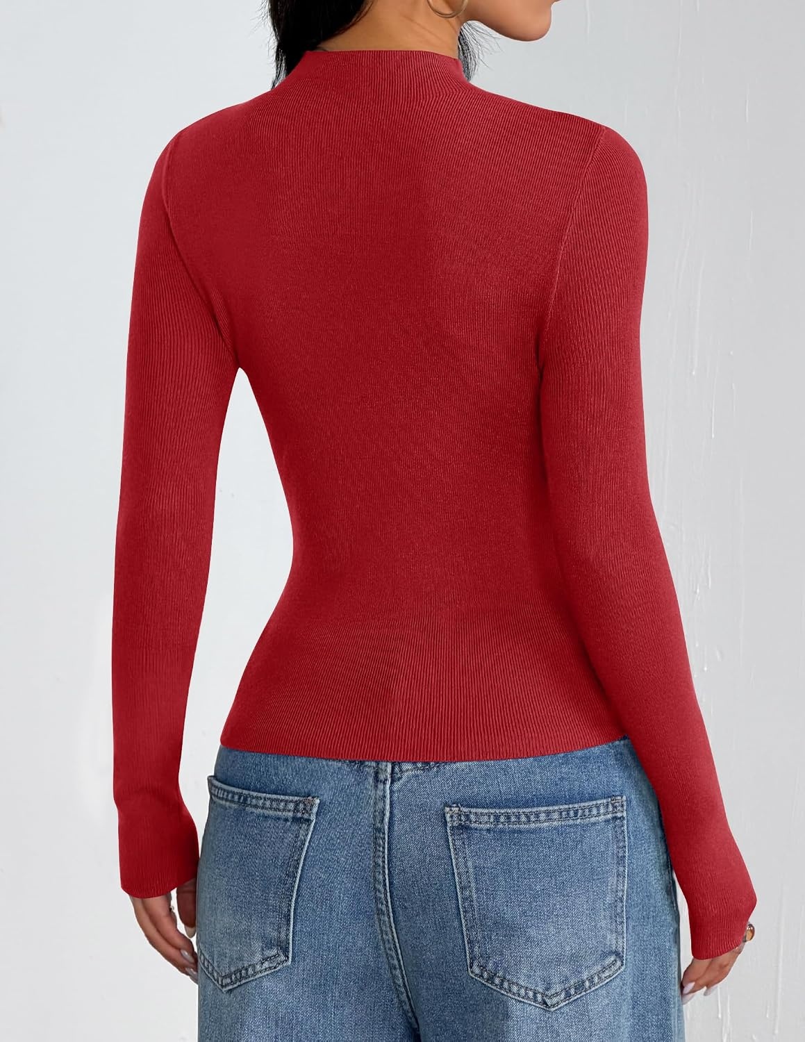 image:imageZESICA Womens Long Sleeve Bussiness Casual Fashion Knit Sweater TopsRed
