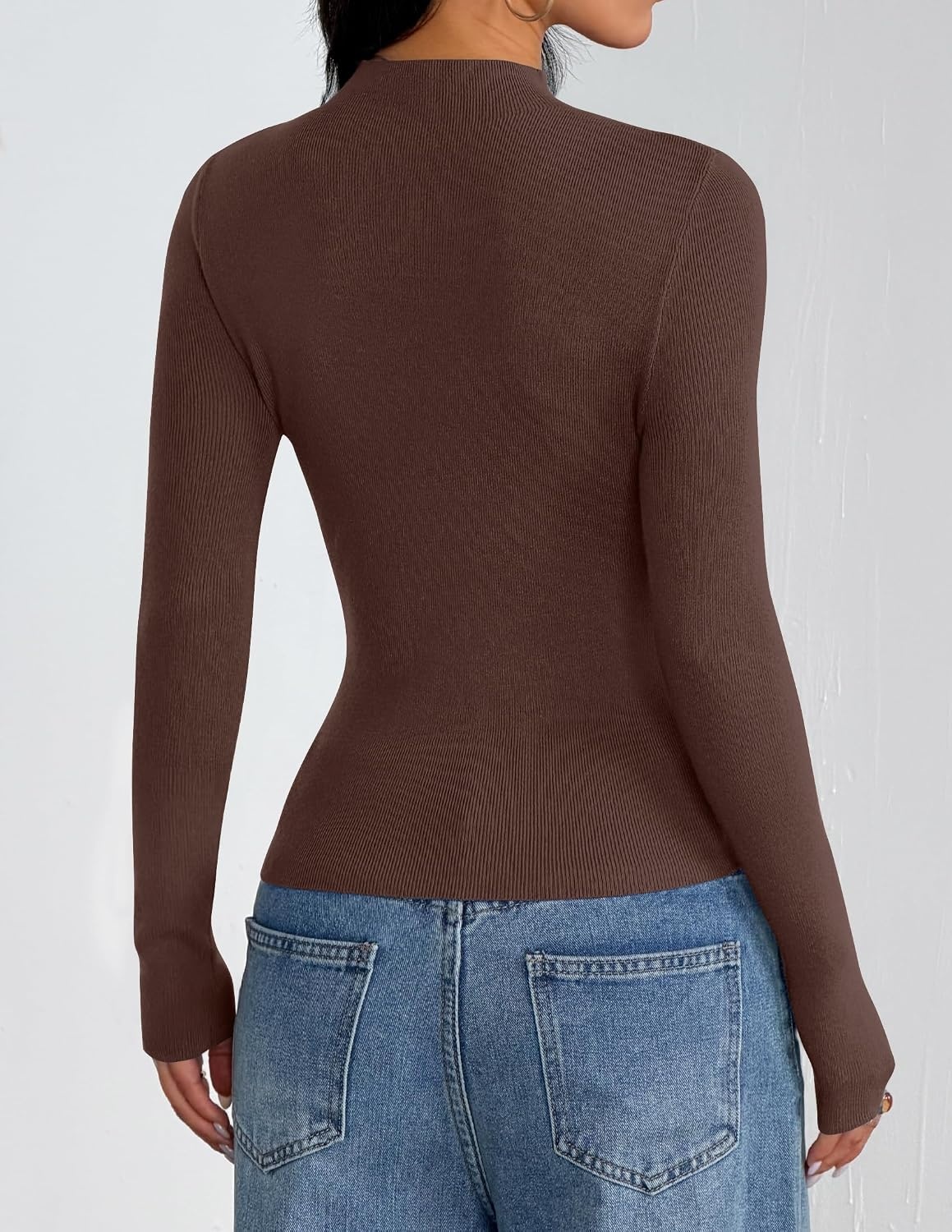 image:imageZESICA Womens Long Sleeve Bussiness Casual Fashion Knit Sweater TopsTaupe