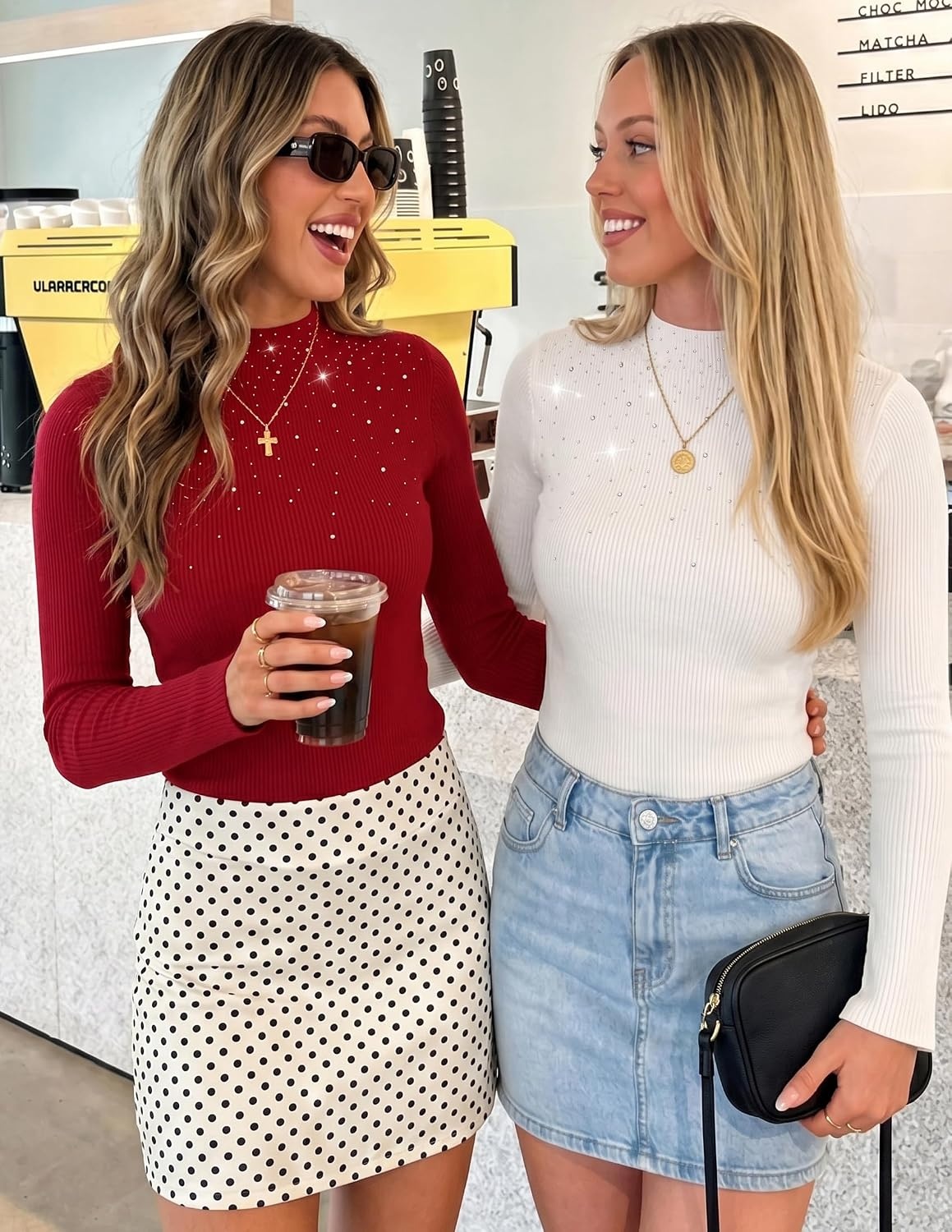 image:imageZESICA Womens Long Sleeve Bussiness Casual Fashion Knit Sweater TopsWhite