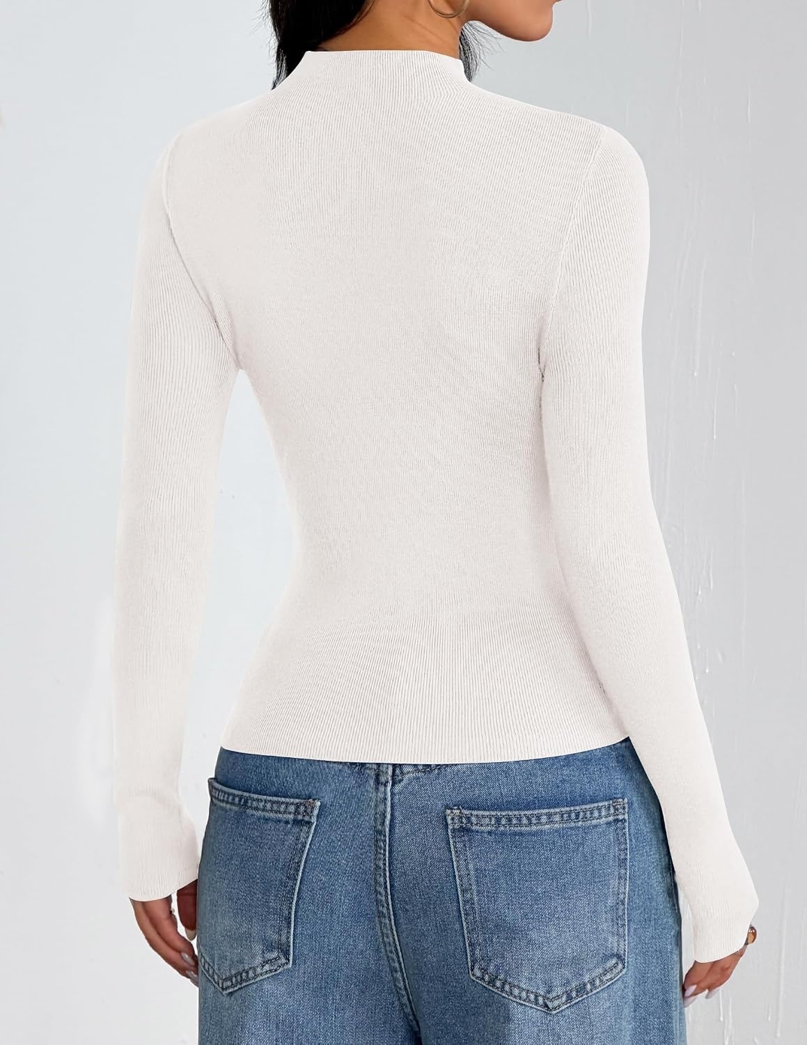 image:imageZESICA Womens Long Sleeve Bussiness Casual Fashion Knit Sweater TopsWhite