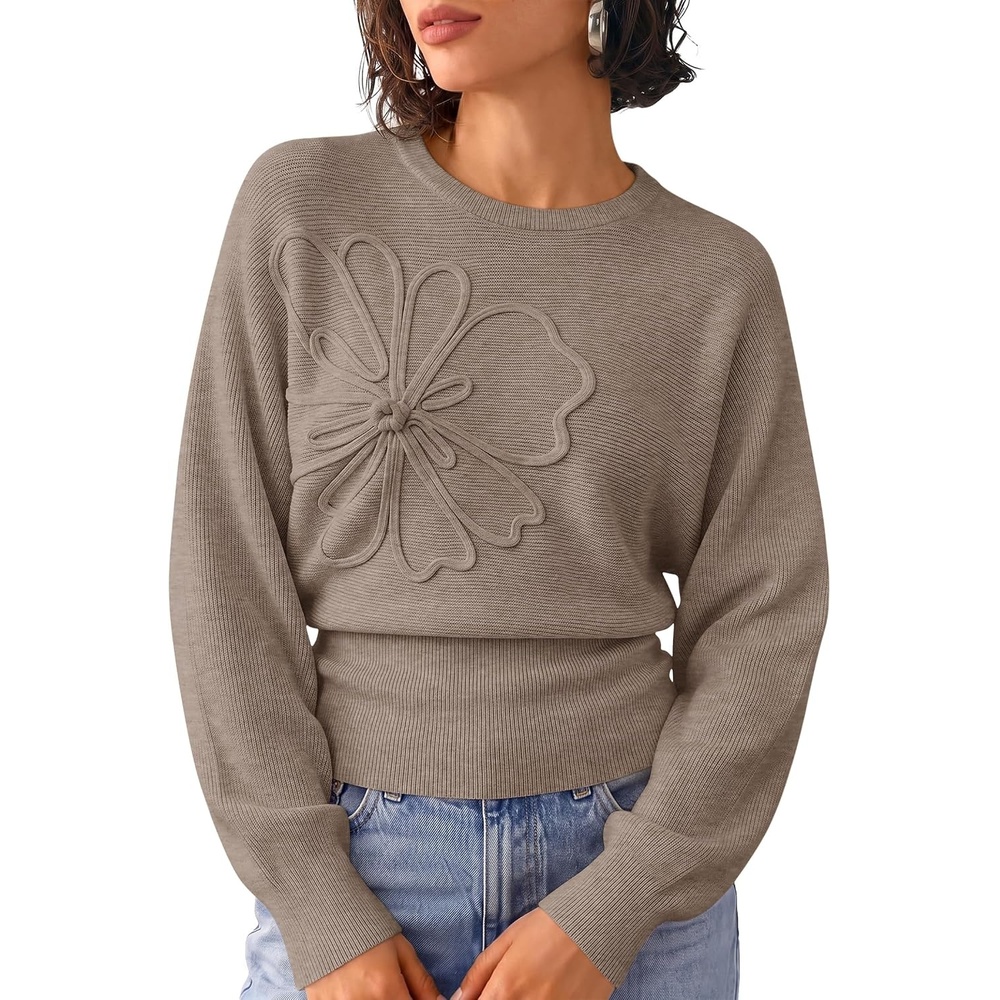 image:imageZESICA Womens 2026 Fall Long Sleeve Floral Ruched Cute SweatersCashmere
