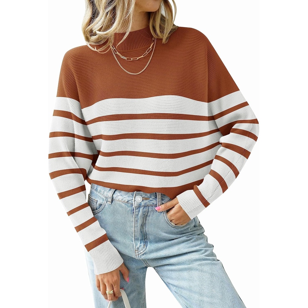 image:imageZESICA Womens Fall Winter Turtleneck Long Batwing Sleeve SweatersBrown