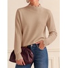 ZESICA Fall 2026 Scalloped Mock Neck Pullover Sweaters for Women(Almond)