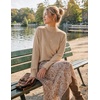 ZESICA Fall 2026 Scalloped Mock Neck Pullover Sweaters for Women(Almond)