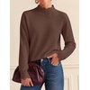 ZESICA Fall 2026 Scalloped Mock Neck Pullover Sweaters for Women(Brown)