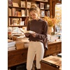 ZESICA Fall 2026 Scalloped Mock Neck Pullover Sweaters for Women(Brown)