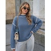 ZESICA Fall Sweater for Women Mock Neck Oversized Outfits(Dustyblue)