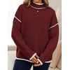 ZESICA Fall Sweater for Women Mock Neck Oversized Outfits(Wine)