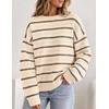 ZESICA Women’s 2026 Casual Long Sleeve Striped Pullover Sweaters(Apricot)