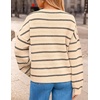 ZESICA Women’s 2026 Casual Long Sleeve Striped Pullover Sweaters(Apricot)
