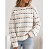 ZESICA Women’s 2026 Casual Long Sleeve Striped Pullover Sweaters(Beige)