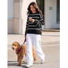 ZESICA Women’s 2026 Casual Long Sleeve Striped Pullover Sweaters(Black)