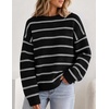 ZESICA Women’s 2026 Casual Long Sleeve Striped Pullover Sweaters(Black)