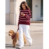 ZESICA Women’s 2026 Casual Long Sleeve Striped Pullover Sweaters(Burgundy)