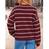 ZESICA Women’s 2026 Casual Long Sleeve Striped Pullover Sweaters(Burgundy)