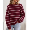 ZESICA Women’s 2026 Casual Long Sleeve Striped Pullover Sweaters(Burgundy)