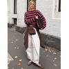 ZESICA Women’s 2026 Casual Long Sleeve Striped Pullover Sweaters(Burgundy)