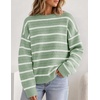 ZESICA Women’s 2026 Casual Long Sleeve Striped Pullover Sweaters(Green)