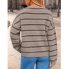 ZESICA Women’s 2026 Casual Long Sleeve Striped Pullover Sweaters(Khaki)