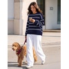 ZESICA Women’s 2026 Casual Long Sleeve Striped Pullover Sweaters(Navy)