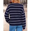 ZESICA Women’s 2026 Casual Long Sleeve Striped Pullover Sweaters(Navy)