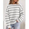 ZESICA Women’s 2026 Casual Long Sleeve Striped Pullover Sweaters(White)