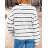 ZESICA Women’s 2026 Casual Long Sleeve Striped Pullover Sweaters(White)