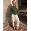 ZESICA Womens 2026 Fall Long Sleeve Floral Ruched Cute Sweaters(Armygreen)