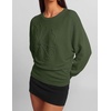 ZESICA Womens 2026 Fall Long Sleeve Floral Ruched Cute Sweaters(Armygreen)
