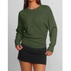 ZESICA Womens 2026 Fall Long Sleeve Floral Ruched Cute Sweaters(Armygreen)