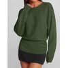 ZESICA Womens 2026 Fall Long Sleeve Floral Ruched Cute Sweaters(Armygreen)