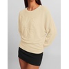 ZESICA Womens 2026 Fall Long Sleeve Floral Ruched Cute Sweaters(Beige)