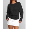 ZESICA Womens 2026 Fall Long Sleeve Floral Ruched Cute Sweaters(Black)